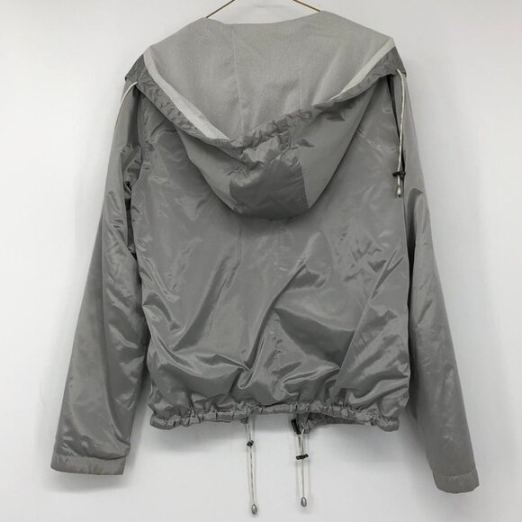 Versace Sport  silver hooded windbreaker cropped drawstring hem womens SP - Picture 2 of 15